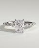 Dayna - Radiant Claw Solitaire with Marquise and Round Accent Stones Engagement Ring - 18k White Gold