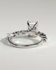 Dayna - Radiant Claw Solitaire with Marquise and Round Accent Stones Engagement Ring - 18k White Gold