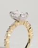 Dayna - Radiant Claw Solitaire with Marquise and Round Accent Stones Engagement Ring - 18k Yellow Gold / 18k White Gold
