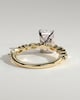 Dayna - Radiant Claw Solitaire with Marquise and Round Accent Stones Engagement Ring - 18k Yellow Gold / 18k White Gold