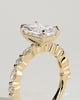 Dayna - Radiant Claw Solitaire with Marquise and Round Accent Stones Engagement Ring - 18k Yellow Gold