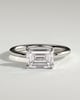 Debbie - Emerald East West Claw Solitaire Engagement Ring - 18k White Gold High Setting