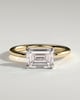 Debbie - Emerald East West Claw Solitaire Engagement Ring - 18k Yellow Gold / 18k White Gold High Setting