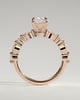 Delphine - Elongated Cushion Claw Solitaire with Marquise and Round Accent Stones Engagement Ring - 18k Rose Gold