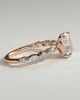 Delphine - Elongated Cushion Claw Solitaire with Marquise and Round Accent Stones Engagement Ring - 18k Rose Gold