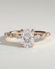 Delphine - Elongated Cushion Claw Solitaire with Marquise and Round Accent Stones Engagement Ring - 18k Rose Gold