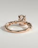 Delphine - Elongated Cushion Claw Solitaire with Marquise and Round Accent Stones Engagement Ring - 18k Rose Gold