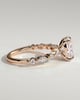 Delphine - Elongated Cushion Claw Solitaire with Marquise and Round Accent Stones Engagement Ring - 18k Rose Gold