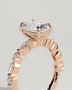 Delphine - Elongated Cushion Claw Solitaire with Marquise and Round Accent Stones Engagement Ring - 18k Rose Gold