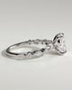 Delphine - Elongated Cushion Claw Solitaire with Marquise and Round Accent Stones Engagement Ring - 18k White Gold