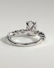 Delphine - Elongated Cushion Claw Solitaire with Marquise and Round Accent Stones Engagement Ring - 18k White Gold