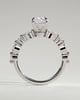 Delphine - Elongated Cushion Claw Solitaire with Marquise and Round Accent Stones Engagement Ring - 18k White Gold