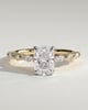 Delphine - Elongated Cushion Claw Solitaire with Marquise and Round Accent Stones Engagement Ring - 18k Yellow Gold / 18k White Gold