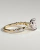 Delphine - Elongated Cushion Claw Solitaire with Marquise and Round Accent Stones Engagement Ring - 18k Yellow Gold / 18k White Gold