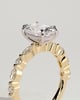 Delphine - Elongated Cushion Claw Solitaire with Marquise and Round Accent Stones Engagement Ring - 18k Yellow Gold / 18k White Gold