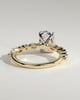 Delphine - Elongated Cushion Claw Solitaire with Marquise and Round Accent Stones Engagement Ring - 18k Yellow Gold / 18k White Gold
