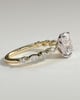 Delphine - Elongated Cushion Claw Solitaire with Marquise and Round Accent Stones Engagement Ring - 18k Yellow Gold / 18k White Gold