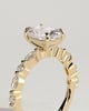 Delphine - Elongated Cushion Claw Solitaire with Marquise and Round Accent Stones Engagement Ring - 18k Yellow Gold