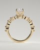 Delphine - Elongated Cushion Claw Solitaire with Marquise and Round Accent Stones Engagement Ring - 18k Yellow Gold