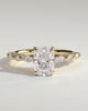 Delphine - Elongated Cushion Claw Solitaire with Marquise and Round Accent Stones Engagement Ring - 18k Yellow Gold