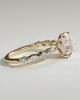 Delphine - Elongated Cushion Claw Solitaire with Marquise and Round Accent Stones Engagement Ring - 18k Yellow Gold