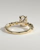 Delphine - Elongated Cushion Claw Solitaire with Marquise and Round Accent Stones Engagement Ring - 18k Yellow Gold