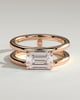 Devon - Emerald Solitaire with Double Band - 18k Rose Gold
