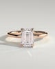 Dove - Emerald Claw Solitaire with Petal Gallery and Accent Leaf Detail Engagement Ring - 18k Rose Gold