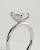 Dove - Emerald Claw Solitaire with Petal Gallery and Accent Leaf Detail Engagement Ring - 18k White Gold