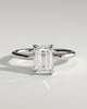 Dove - Emerald Claw Solitaire with Petal Gallery and Accent Leaf Detail Engagement Ring - 18k White Gold
