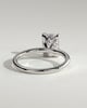 Dove - Emerald Claw Solitaire with Petal Gallery and Accent Leaf Detail Engagement Ring - 18k White Gold
