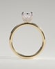 Dove - Emerald Claw Solitaire with Petal Gallery and Accent Leaf Detail Engagement Ring - 18k Yellow Gold / 18k White Gold