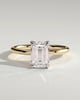 Dove - Emerald Claw Solitaire with Petal Gallery and Accent Leaf Detail Engagement Ring - 18k Yellow Gold / 18k White Gold