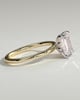 Dove - Emerald Claw Solitaire with Petal Gallery and Accent Leaf Detail Engagement Ring - 18k Yellow Gold / 18k White Gold
