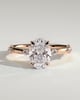 Elise  Oval Solitaire with Hidden Halo and Accent Stones - 18k Rose Gold