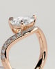 Eliza - Pear Claw Solitaire with Bead Set Pave Wave Band and East West Setting Engagement Ring - 18k Rose Gold
