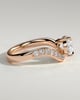 Eliza - Pear Claw Solitaire with Bead Set Pave Wave Band and East West Setting Engagement Ring - 18k Rose Gold