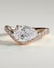Eliza - Pear Claw Solitaire with Bead Set Pave Wave Band and East West Setting Engagement Ring - 18k Rose Gold