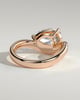 Eliza - Pear Claw Solitaire with Bead Set Pave Wave Band and East West Setting Engagement Ring - 18k Rose Gold