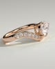 Eliza - Pear Claw Solitaire with Bead Set Pave Wave Band and East West Setting Engagement Ring - 18k Rose Gold