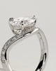 Eliza - Pear Claw Solitaire with Bead Set Pave Wave Band and East West Setting Engagement Ring - 18k White Gold