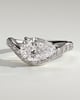 Eliza - Pear Claw Solitaire with Bead Set Pave Wave Band and East West Setting Engagement Ring - 18k White Gold