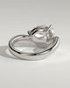 Eliza - Pear Claw Solitaire with Bead Set Pave Wave Band and East West Setting Engagement Ring - 18k White Gold