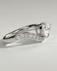 Eliza - Pear Claw Solitaire with Bead Set Pave Wave Band and East West Setting Engagement Ring - 18k White Gold