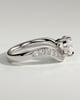 Eliza - Pear Claw Solitaire with Bead Set Pave Wave Band and East West Setting Engagement Ring - 18k White Gold