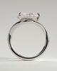 Eliza - Pear Claw Solitaire with Bead Set Pave Wave Band and East West Setting Engagement Ring - 18k White Gold