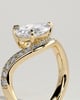 Eliza - Pear Claw Solitaire with Bead Set Pave Wave Band and East West Setting Engagement Ring - 18k Yellow Gold