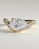 Eliza - Pear Claw Solitaire with Bead Set Pave Wave Band and East West Setting Engagement Ring - 18k Yellow Gold