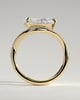 Eliza - Pear Claw Solitaire with Bead Set Pave Wave Band and East West Setting Engagement Ring - 18k Yellow Gold