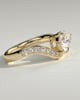 Eliza - Pear Claw Solitaire with Bead Set Pave Wave Band and East West Setting Engagement Ring - 18k Yellow Gold